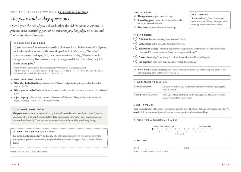 Pages 74 and 75: The year-and-a-day questions, a working for couples