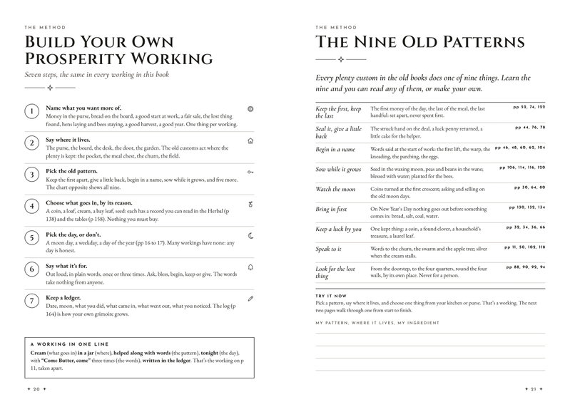 The method spread: seven steps to build your own working and the Nine Old Patterns table